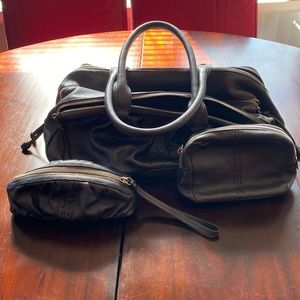 Gun metal satchel purse.